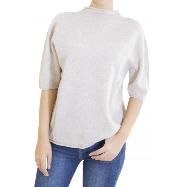 Maglia mezzo collo a maniche 3/4 morbida  misto cashmere 